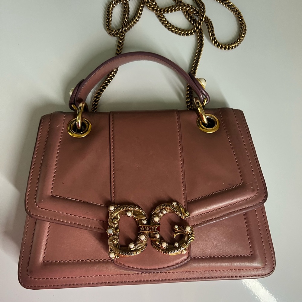 Dolce and Gabbana  nude amore bag with make up stains and leather damage